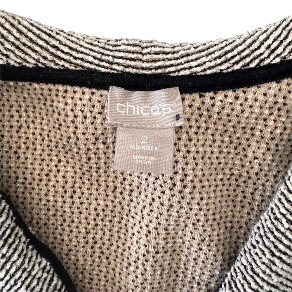 Chico's Chic Black and White Textured Blazer frayed neutral casual - Picture 7 of 8